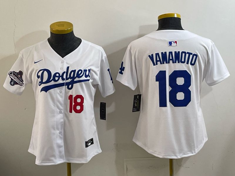 Women 2026 Nike Los Angeles Dodgers #18 Yamamoto White Game MLB Jersey 07->women mlb jersey->Women Jersey